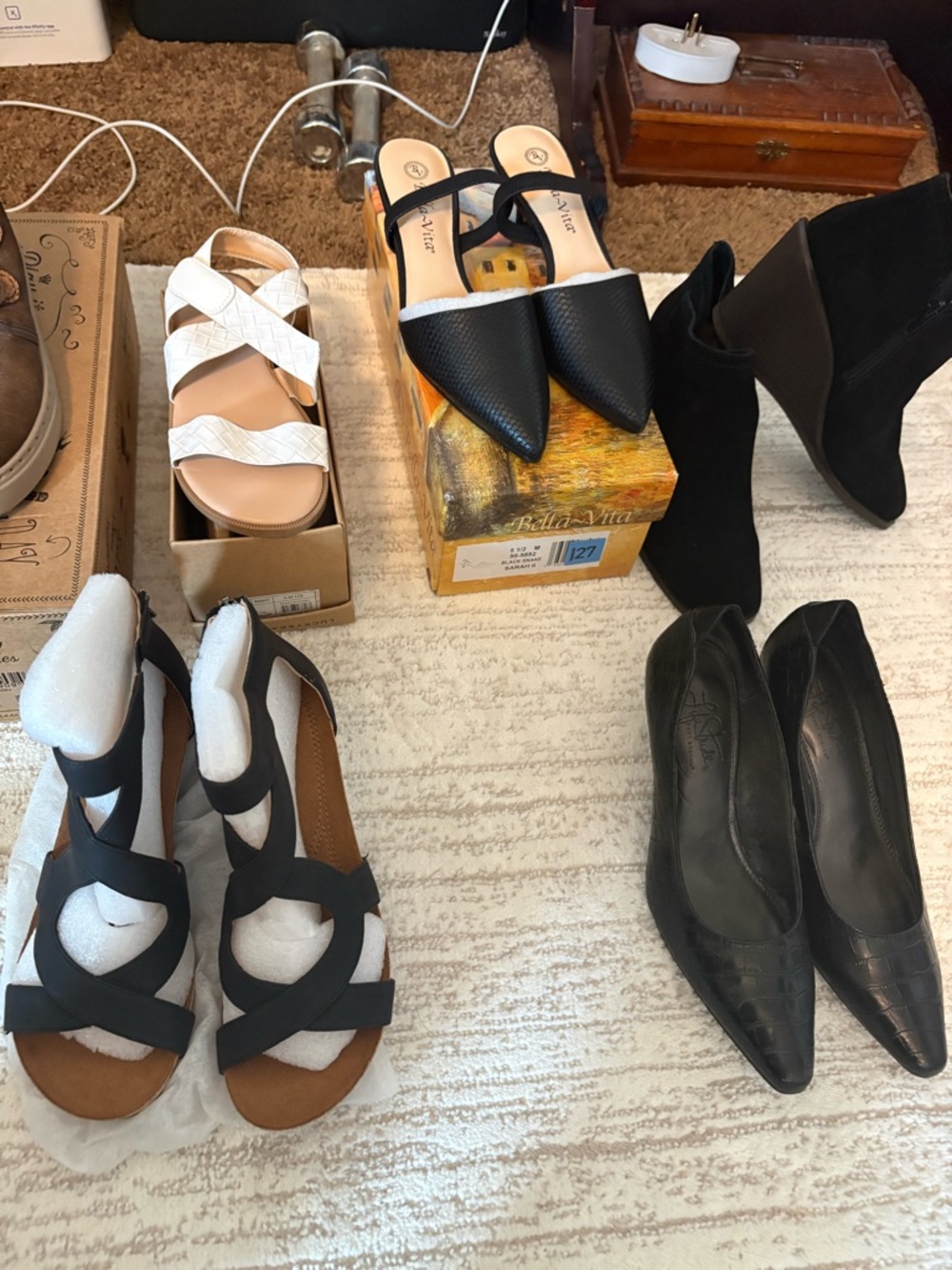Bella Vita Black Pointed Toe D'Orsay Mules